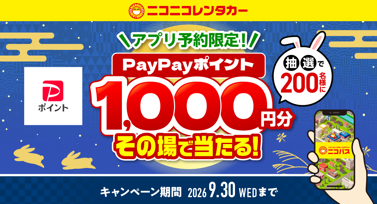 公式アプリ「ニコパス」から予約した方の中から抽選で、200名様にPayPayポイント1,000円分プレゼント！
